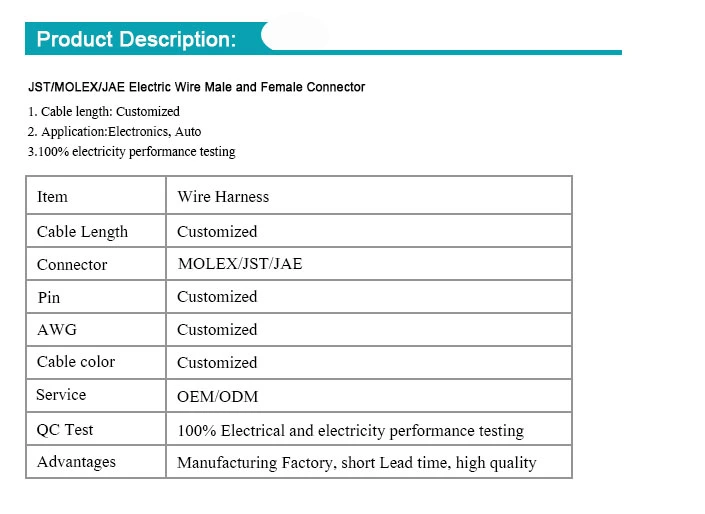 Industrial Medical Automotive Home Appliance Copper Wire Harness Custom Cable Assembly